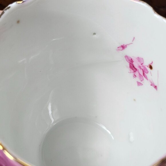 Antique Germany China "Forget Me Not" Pink Porcelain Teacup Saucer Demitasse - Picture 11 of 13